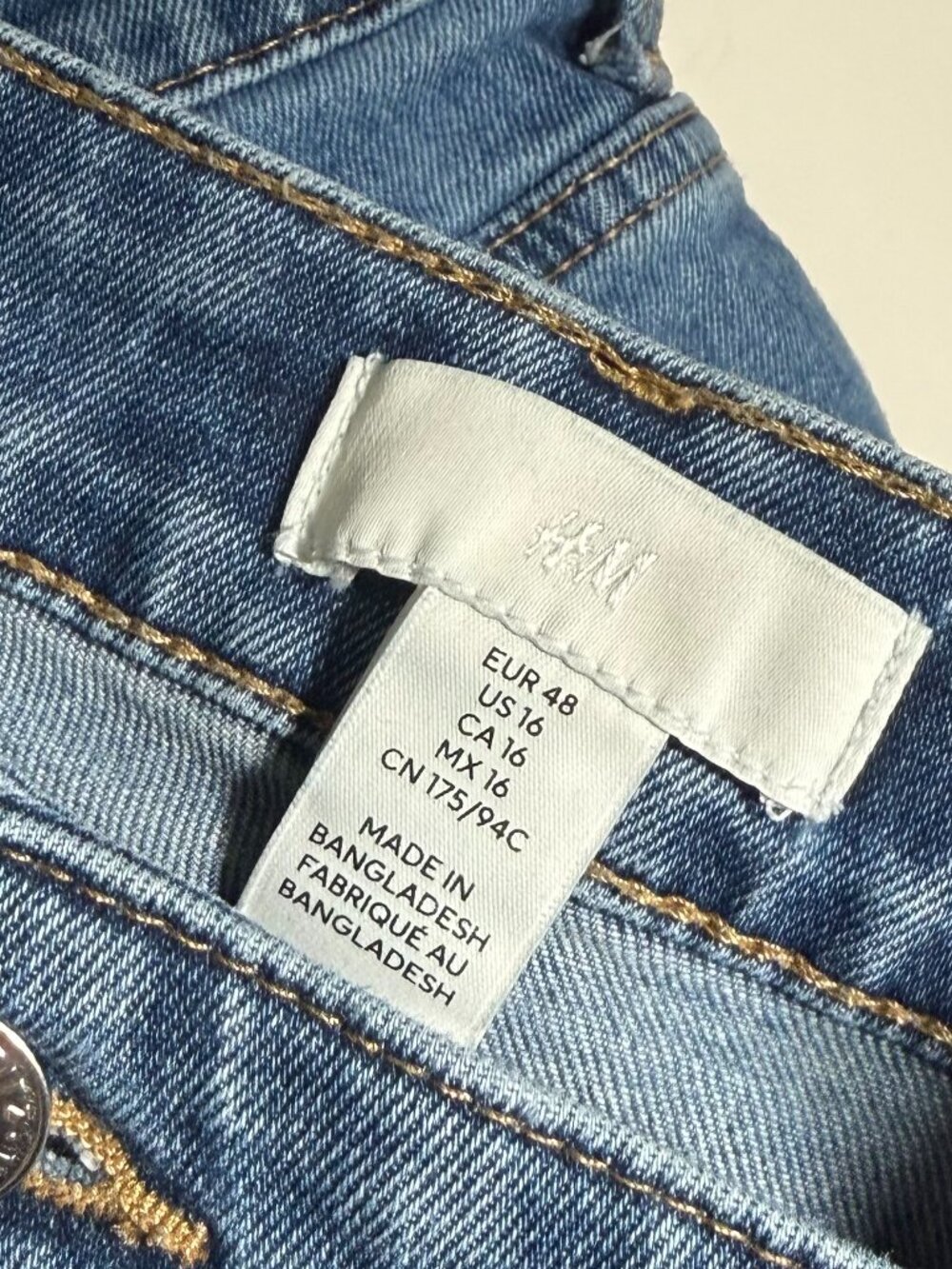 H&M Wide Leg Jeans High Rise Size 16 Fray Hem Cotton Stretchy Blue Baggy Loose - Picture 6 of 9